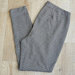 Cream and Tan Skinny Pants with Classic Geometric Design